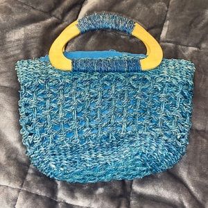 Blue Straw Woven Purse